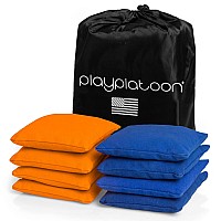 Play Platoon Weather Resistant Cornhole Bags Set Of 8 Regulation Corn Hole Bean Bags Orange Blue Durable Duck Cloth Corn