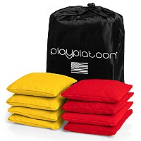 Play Platoon Weather Resistant Cornhole Bags Set Of 8 Regulation Corn Hole Bean Bags Red Yellow Durable Duck Cloth Corn H