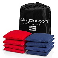 Play Platoon Weather Resistant Cornhole Bags Set Of 8 Regulation Corn Hole Bean Bags Red Navy Blue Durable Duck Cloth Co