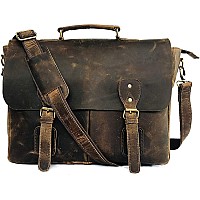 18 Inch Vintage Handmade Leather Messenger Bag For Laptop Briefcase Best Computer Satchel School Distressed Bag 16 Inch Brown