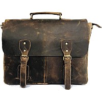 18 Inch Vintage Handmade Leather Messenger Bag For Laptop Briefcase Best Computer Satchel School Distressed Bag 16 Inch Brown