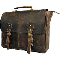 18 Inch Vintage Handmade Leather Messenger Bag For Laptop Briefcase Best Computer Satchel School Distressed Bag 16 Inch Brown