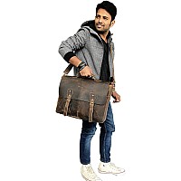 18 Inch Vintage Handmade Leather Messenger Bag For Laptop Briefcase Best Computer Satchel School Distressed Bag 16 Inch Brown