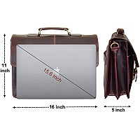 Rustic Town Handmade 16 Inch Brown Leather Shoulder Briefcase Messenger Bag Mens 156Inch Laptop Satchel