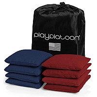 Play Platoon Weather Resistant Cornhole Bags Set Of 8 Regulation Corn Hole Bean Bags Burgundy Navy Blue Durable Duck Clo