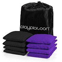 Play Platoon Weather Resistant Cornhole Bags Set Of 8 Regulation Corn Hole Bean Bags Purple Black Durable Duck Cloth Cor