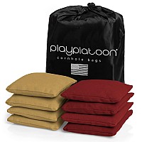 Play Platoon Weather Resistant Cornhole Bags Set Of 8 Regulation Corn Hole Bean Bags Burgundy Gold Durable Duck Cloth Co