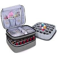 LUXJA Nail Polish Carrying Case - Holds 30 Bottles (15ml - 0.5 fl.oz), Double-layer Organizer for Nail Polish and Manicure Set, Gray (Bag Only)