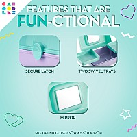 Caboodles Pretty in Petite Makeup Box, Two-Tone Seafoam on Lavender, Hard Plastic Organizer Box, 2 Swivel Trays, Fashion Mirror, Secure Latch for Safe Travel