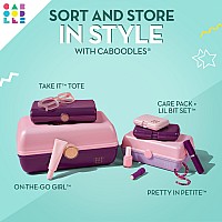 Caboodles Pretty in Petite Makeup Box, Two-Tone Seafoam on Lavender, Hard Plastic Organizer Box, 2 Swivel Trays, Fashion Mirror, Secure Latch for Safe Travel