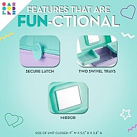 Caboodles Pretty in Petite Makeup Box, Two-Tone Seafoam on Lavender, Hard Plastic Organizer Box, 2 Swivel Trays, Fashion Mirror, Secure Latch for Safe Travel