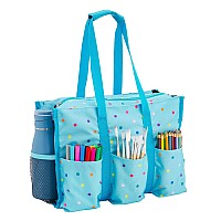 Juvale Utility Tote Bag With Pockets And Compartments Zip Top All Purpose Travel Organizer For Teachers Nurses Women Light