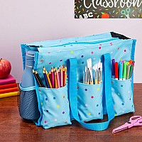 Juvale Utility Tote Bag With Pockets And Compartments Zip Top All Purpose Travel Organizer For Teachers Nurses Women Light