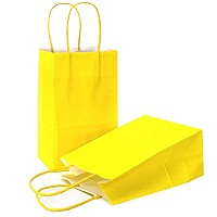 Azowa Gift Bags Small Kraft Paper Bags With Handles 5 X 31 X 82 In Yellow 25 Pcs