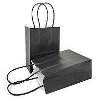 Azowa Gift Bags Mini Small Kraft Paper Bags With Handles 4 X 24 X 6 In Black 25 Pcs