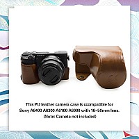 Kinokoo Sony A6400 Case Pu Leather Protective Case Cpmpatible For Sony A6400 A6100 A6000 A6300 With 1650Mm Lens Camera Brown