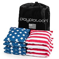 Play Platoon Weather Resistant Cornhole Bags Set Of 8 Regulation Corn Hole Bean Bags Stars Stripes Durable Duck Cloth Co