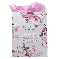 Christian Art Gifts Gift Bagtissue Paper Set Trust In The Lord Proverbs 35 Bible Verse Pink Medium