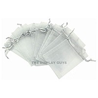 Thedisplayguys 100Pack 4X6 Silver Sheer Organza Gift Bags With Drawstring Jewelry Candy Treat Wedding Party Favors Mesh Pouch