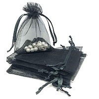 Thedisplayguys 48Pack 4X6 Black Sheer Organza Gift Bags With Drawstring Jewelry Candy Treat Wedding Party Favors Mesh Pouch