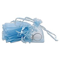 Thedisplayguys 48Pack 2 X 234 Blue Sheer Organza Gift Bags With Drawstring Jewelry Candy Treat Wedding Party Favors Mesh P