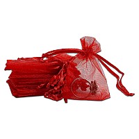 Thedisplayguys 48Pack 2 X 234 Red Sheer Organza Gift Bags With Drawstring Jewelry Candy Treat Wedding Party Favors Mesh Pouch