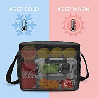 Tirrinia Insulated Lunch Box For Women Men Leakproof Thermal Reusable Lunch Bag With 4 Pockets For Adult Cooler Bag Tote For O