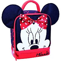 Disney Minnie Mouse Dual Compartment Wears Bow Insulated Lunch Tote Red One Size