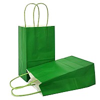 Azowa Gift Bags Large Kraft Paper Bags With Handles 75 X 39 X 98 In Green 12 Pcs