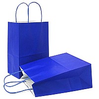 Azowa Gift Bags Small Kraft Paper Bags With Handles 5 X 31 X 82 In Royal Blue 12 Pcs