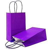 Azowa Gift Bags Mini Small Kraft Paper Bags With Handles 4 X 24 X 6 In Purple 12 Pcs