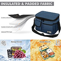 Tirrinia Insulated Lunch Box For Women Men Leakproof Thermal Reusable Lunch Bag With 4 Pockets For Adult Cooler Bag Tote For O