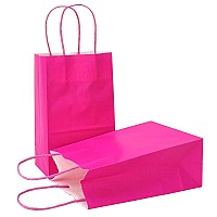 Azowa Gift Bags Mini Small Kraft Paper Bags With Handles 4 X 24 X 6 In Magenta 12 Pcs