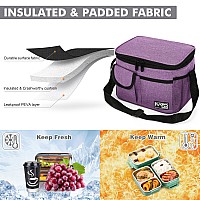 Insulated Lunch Box For Women Men Leakproof Thermal Reusable Lunch Bag With 4 Pockets For Adult Lunch Bag Cooler Tote For Offi