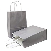 Azowa Gift Bags Small Kraft Paper Bags With Handles 6 X 3 X 8 In Grey 12 Pcs