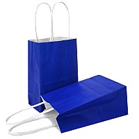 Azowa Gift Bags Mini Small Kraft Paper Bags With Handles 4 X 24 X 6 In Royal Blue 12 Pcs