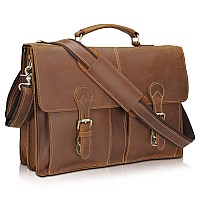 Polare Full Grain Leather 16 Messenger Bag Laptop Briefcase Bag Work Bag For Men