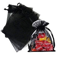 Stratalife Organza Bags 4X6 Jewelry Bags Drawstring Black Mesh Gift Bags Small Jewelry Pouches Candy Bags Party Favor Bags 100Pc