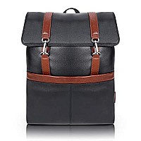 Mckleinusa Element Pebble Grain Calfskin Leather 17 Leather Twotone Flapover Laptop Tablet Backpack Black 18472