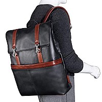 Mckleinusa Element Pebble Grain Calfskin Leather 17 Leather Twotone Flapover Laptop Tablet Backpack Black 18472