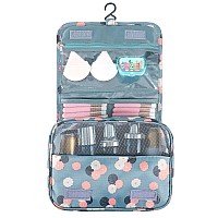 Pengxiaomei Toiletry Bag, Waterproof Hanging Cosmetic Bag Portable Travel Makeup Pouch Multifunction Handle Travel Toiletry Bag Organizer with Hook for Women Girls(Blue)