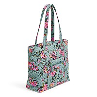 Vera Bradley Womens Cotton Tote Bag Rosy Outlook Recycled Cotton One Size