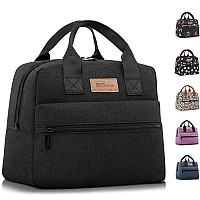 Homespon Insulated Lunch Bag For Women Men Lunch Box Cooler Lunch Tote For Work Picnic Black