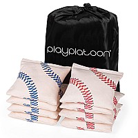 Play Platoon Weather Resistant Cornhole Bags Set Of 8 Regulation Corn Hole Bean Bags Red Baseball Blue Baseball Durable