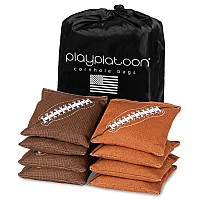 Play Platoon Weather Resistant Cornhole Bags Set Of 8 Regulation Corn Hole Bean Bags Dark Brown Light Brown Durable Duck