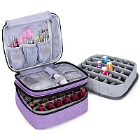 LUXJA Nail Polish Carrying Case - Holds 30 Bottles (15ml - 0.5 fl.oz), Double-layer Organizer for Nail Polish and Manicure Set, Lavender (Bag Only)