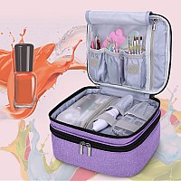 LUXJA Nail Polish Carrying Case - Holds 30 Bottles (15ml - 0.5 fl.oz), Double-layer Organizer for Nail Polish and Manicure Set, Lavender (Bag Only)