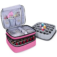 LUXJA Nail Polish Carrying Case - Holds 30 Bottles (15ml - 0.5 fl.oz), Double-layer Organizer for Nail Polish and Manicure Set, Pink (Bag Only)