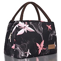 Buringer Insulated Lunch Bag Lunch Box For Women Men Adult Lunch Tote For Work Picnic Travel Pink Flowers