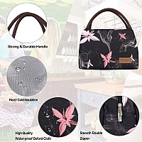 Buringer Insulated Lunch Bag Lunch Box For Women Men Adult Lunch Tote For Work Picnic Travel Pink Flowers